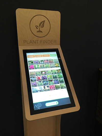 The new 21 inch pedestal wall mounted Touchscreen Kiosks featuring Joy of Plants' plant finder