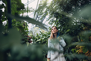 Lady in a garden centre