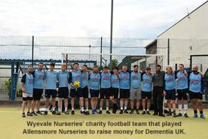  Wyevale Nurseries’ charity football team that played Allensmore Nurseries to raise money for Dementia UK